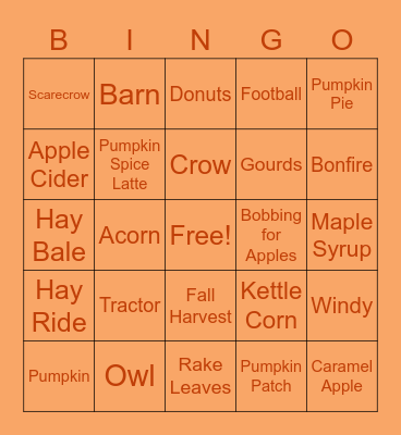 Fall Bingo Card