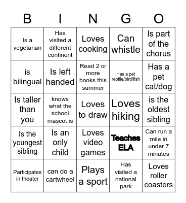 Find Someone Who... Bingo Card