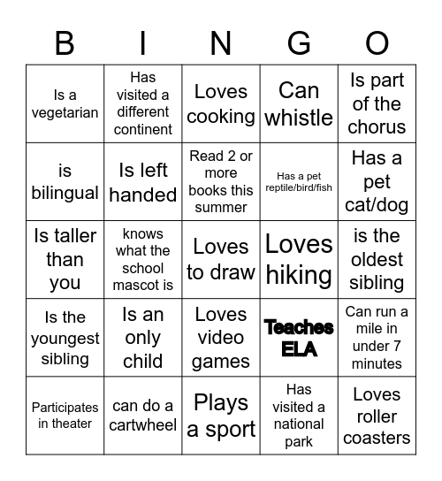 Find Someone Who... Bingo Card