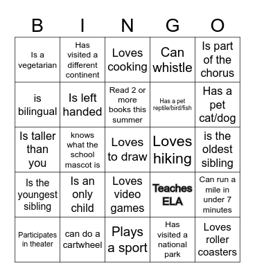 Find Someone Who... Bingo Card