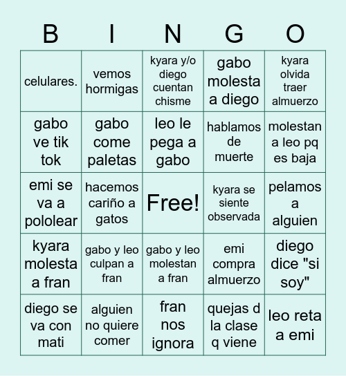 Bingo conejas: almuerzo Bingo Card