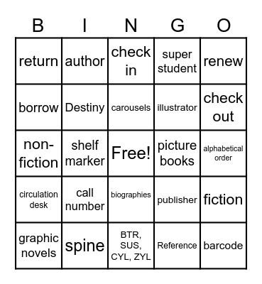 UHMS Library Bingo Card