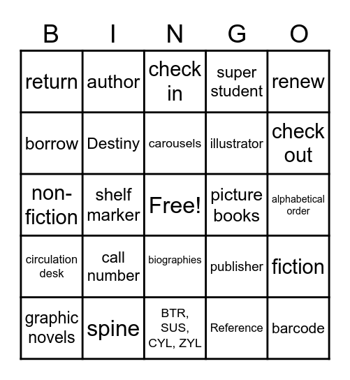 UHMS Library Bingo Card