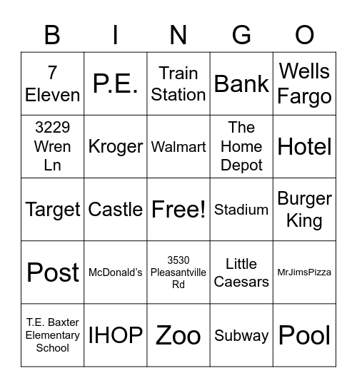 Team Building Bingo Card