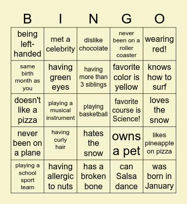 Find Someone Who? Bingo Card