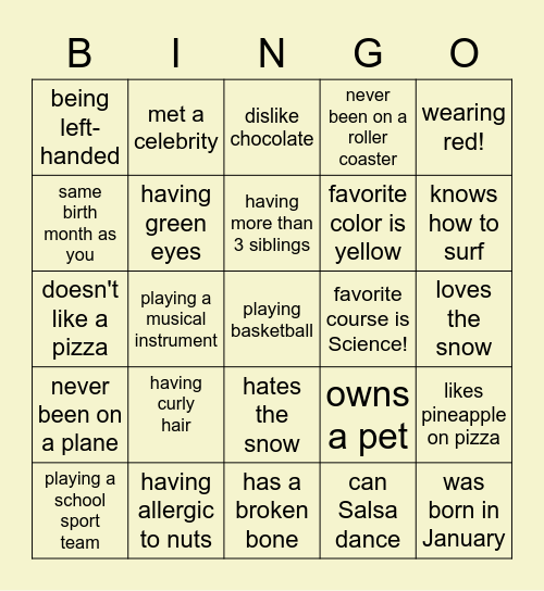 Find Someone Who? Bingo Card