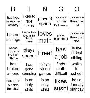 Find Someone Who... Bingo Card