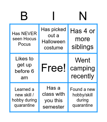 Virtual Icebreaker Bingo Card