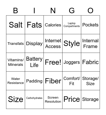 Cotton Boll and Consumer Judging Bingo Card