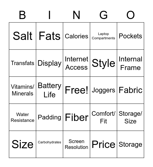 Cotton Boll and Consumer Judging Bingo Card