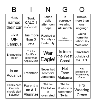 IceBreaker Bingo Card