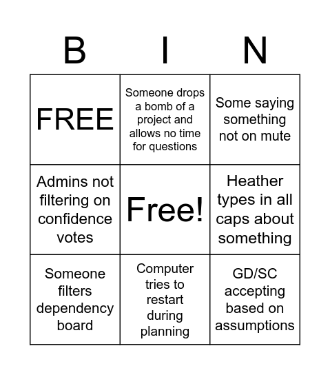 Quarterly Planning Bingo Card