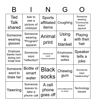 What will you see/hear today? Bingo Card