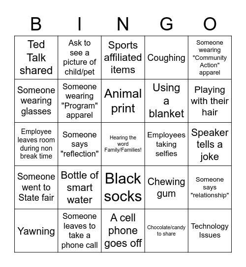 What will you see/hear today? Bingo Card