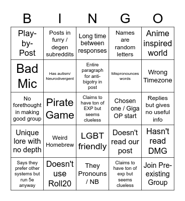 LFG BINGO Card