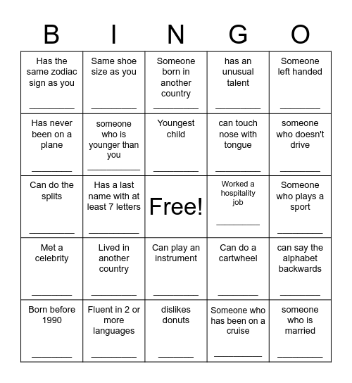 Oakwood Bingo Card