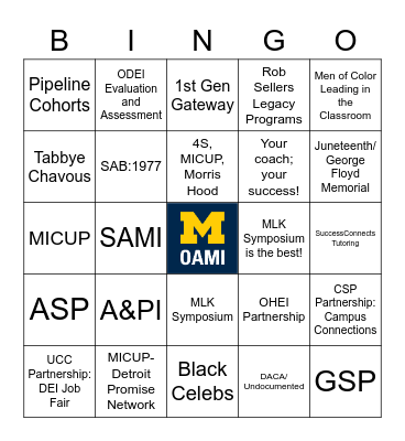 OAMI Bingo Card