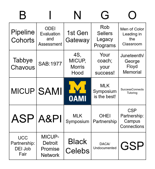 OAMI Bingo Card