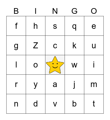 Letter Sounds Bingo Card