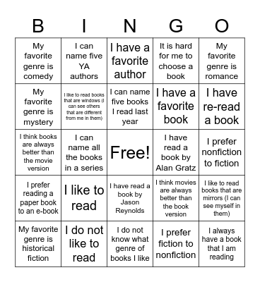 Reading is FUN! Bingo Card