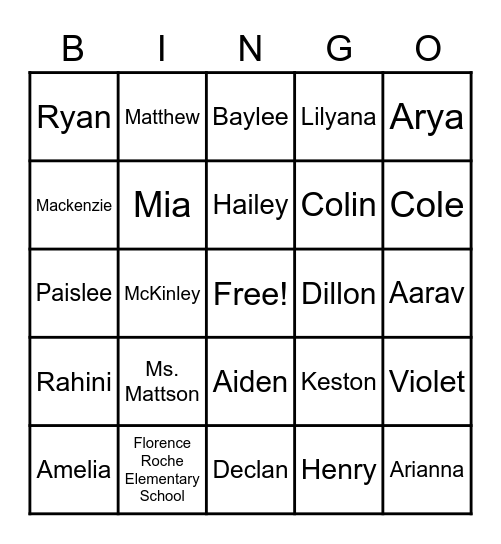 NAME BINGO Card