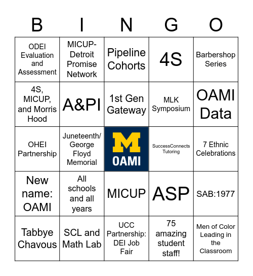 OAMI Bingo Card