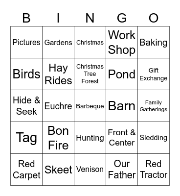 FAMILY FUN Bingo Card