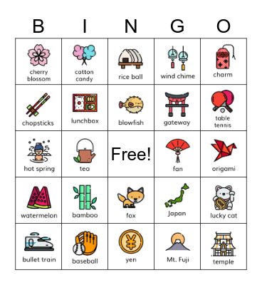 JAPAN BINGO Card