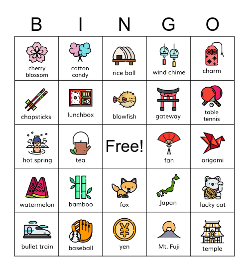 JAPAN BINGO Card