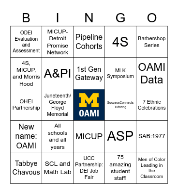 OAMI Bingo Card