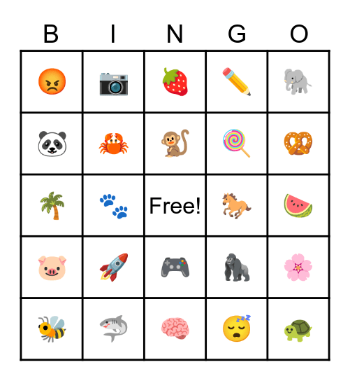 Emoji Bingo Card