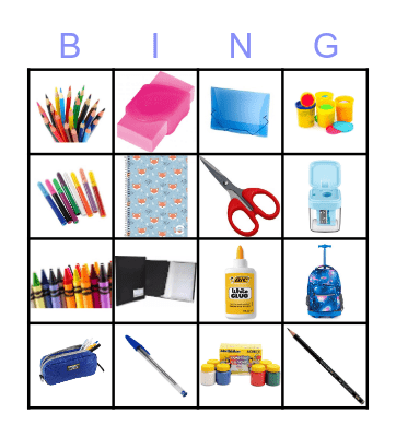 SCHOOL SUPPLIES Bingo Card