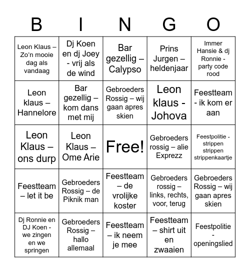 Wijchense carnavals bingo Card
