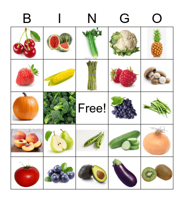 Fruits & Veggies Bingo Card