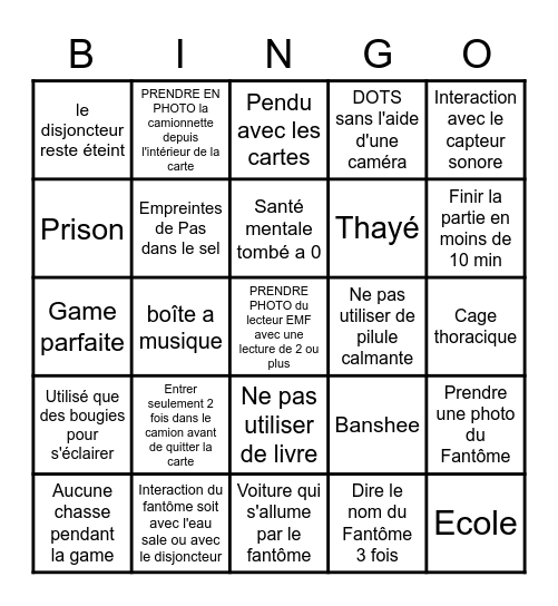 Bingo Phasmo Bingo Card