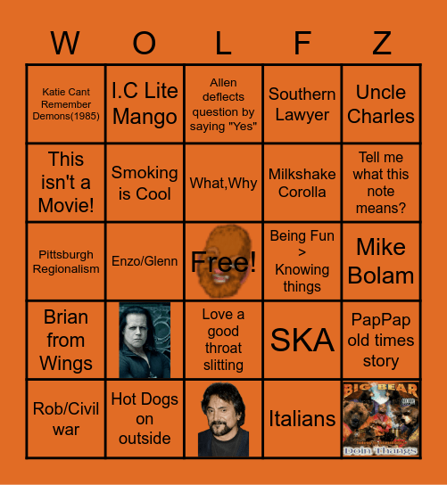 Werewolf Ambulance Bingo Card