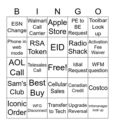 COOS BINGO Card