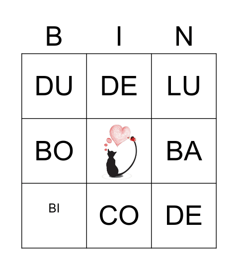 BINGO DE SÍLABAS Bingo Card