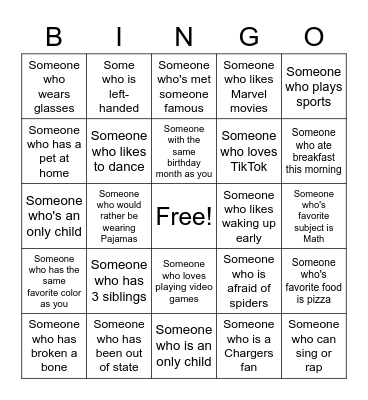 Human Bingo Card