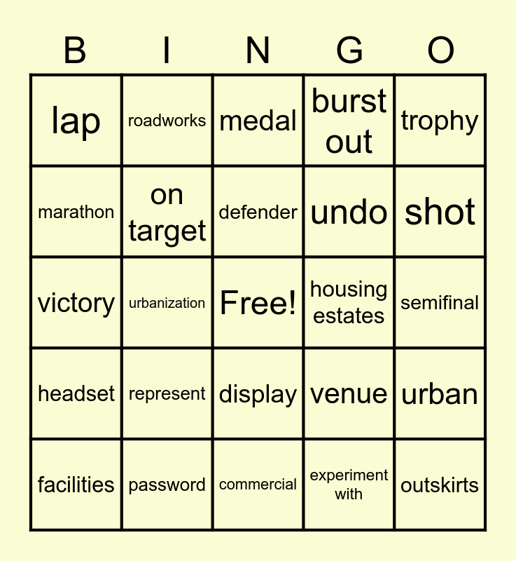 NEW CLOSE UP UNITS 5-6 Bingo Card