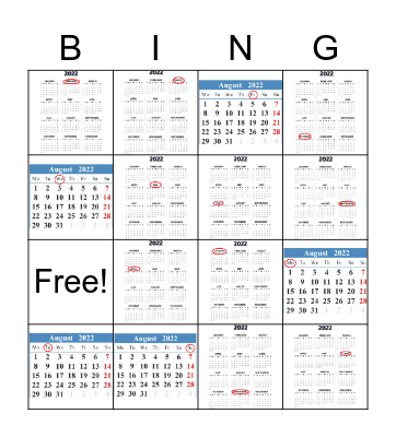 Los días de la semana y los meses Bingo Card