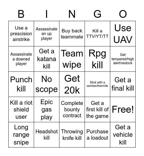 Wz bingo Card