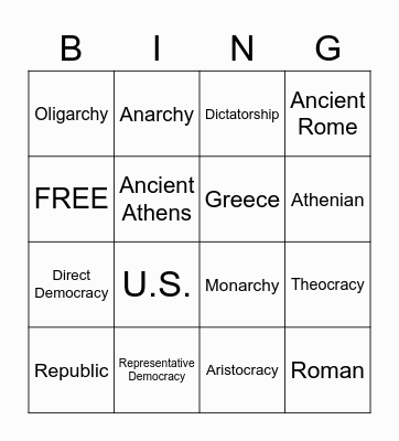 Forms of Government Bingo Card