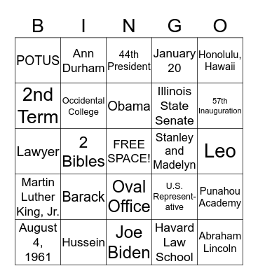 Obama Bingo Card