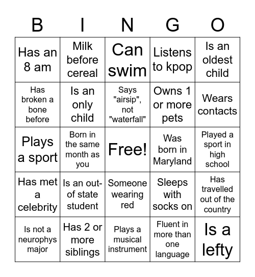 HLSC100 Bingo! Bingo Card