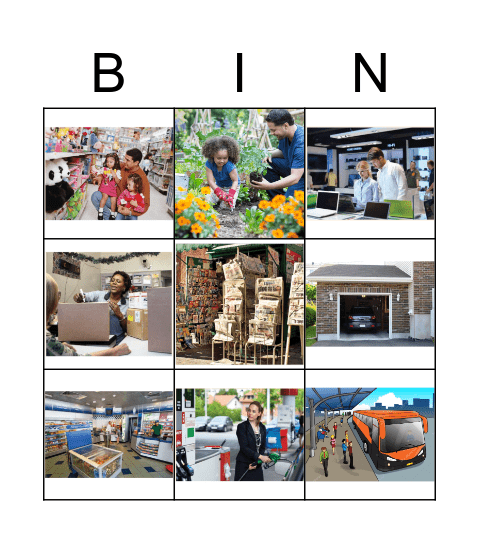 Places in the Neighborhood Bingo Card