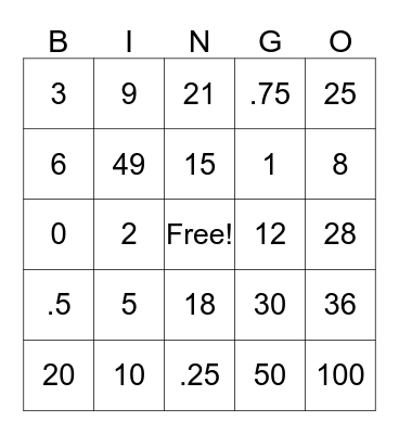Math Gone Crazy Bingo Card
