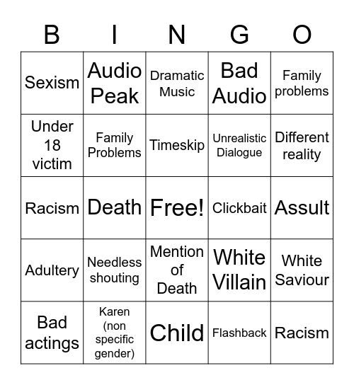 Generic Bingo Card