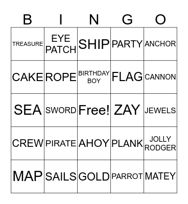 Zay's 1st B-day Bingo Card