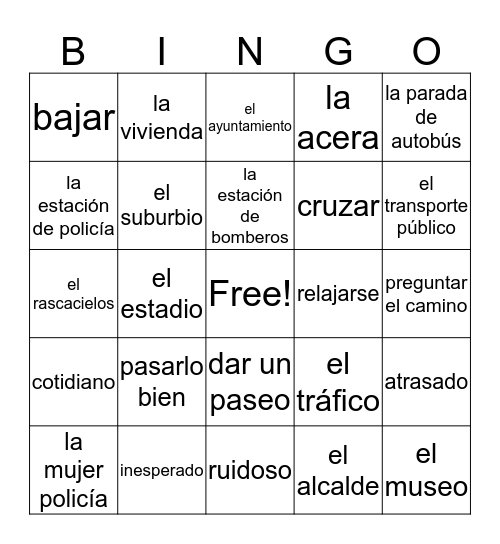 Spanish 4 leción 2 Bingo Card